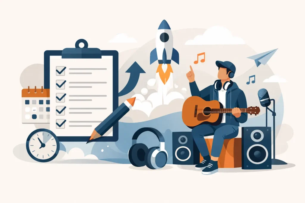 Checklist lancement projet musical en 12 étapes
